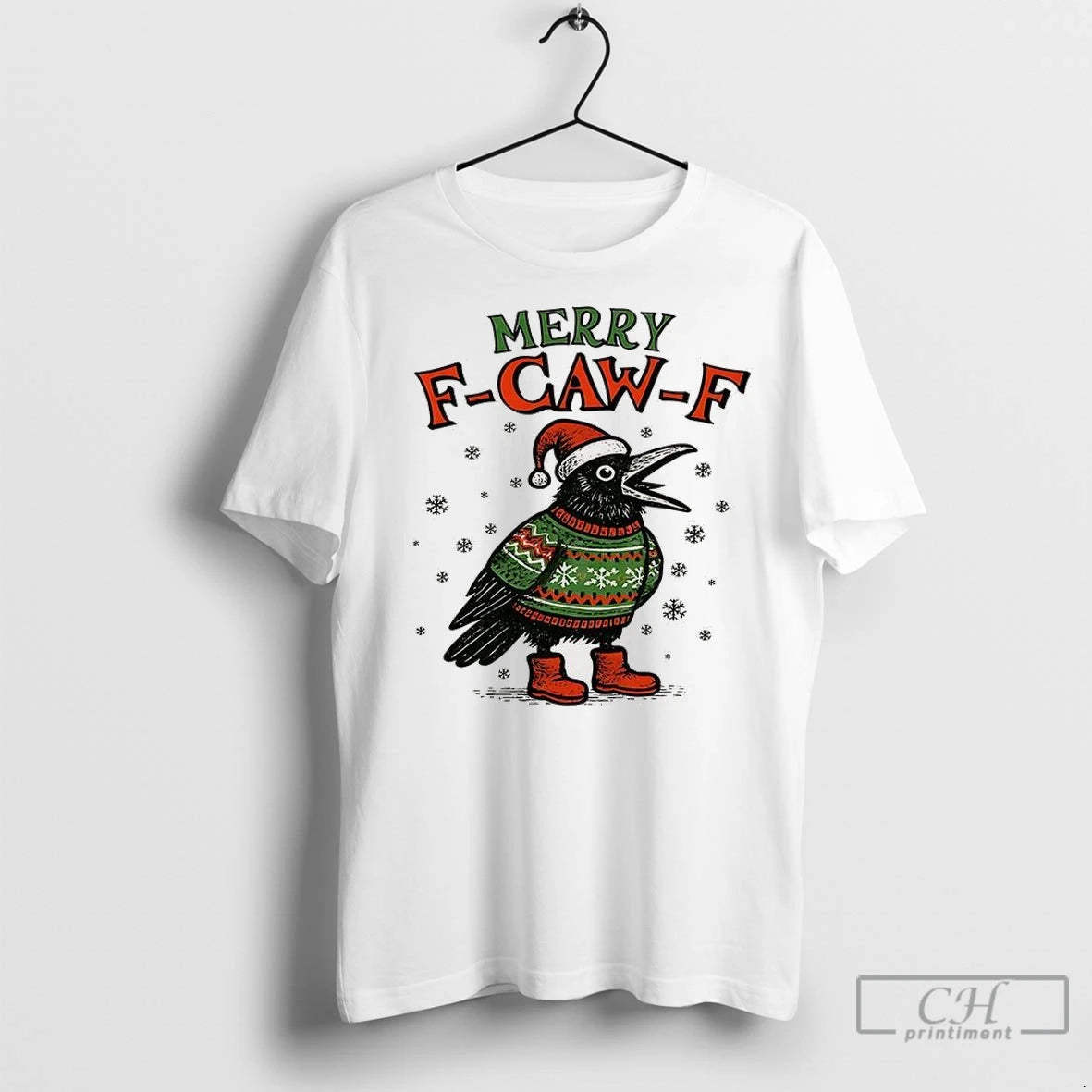 Premium Merry F Caw F Merry Christmas T-Shirts, Hoodie, Sweatshirt | InkNestWear.com