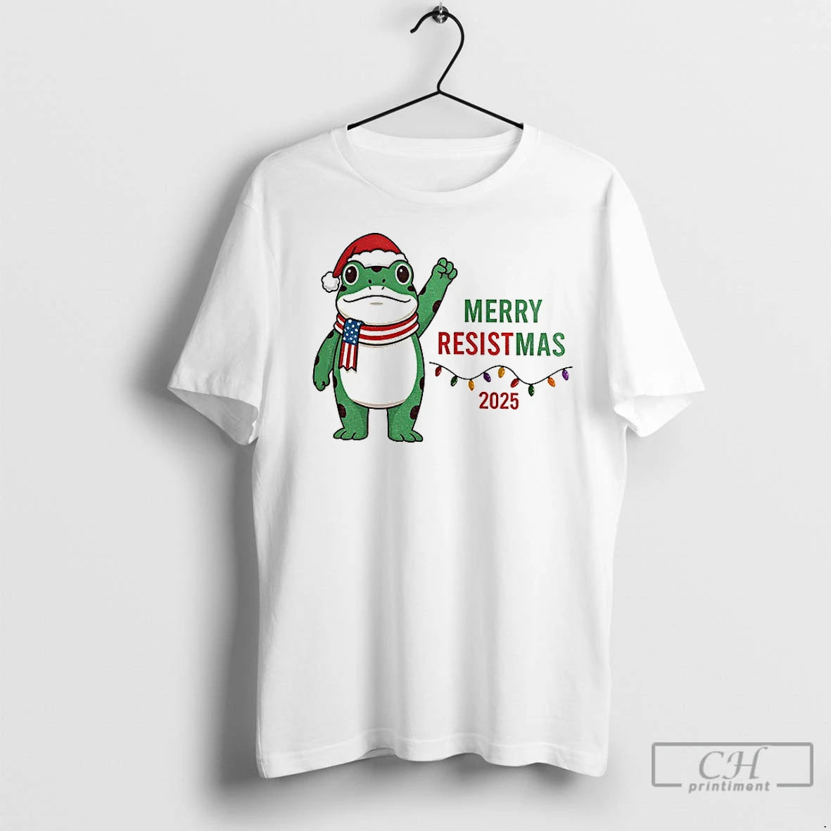 Premium Merry Resistmas Portland Frog Santa Hat Merry Christmas 2025 T-Shirts, Hoodie, Sweatshirt | InkNestWear.com