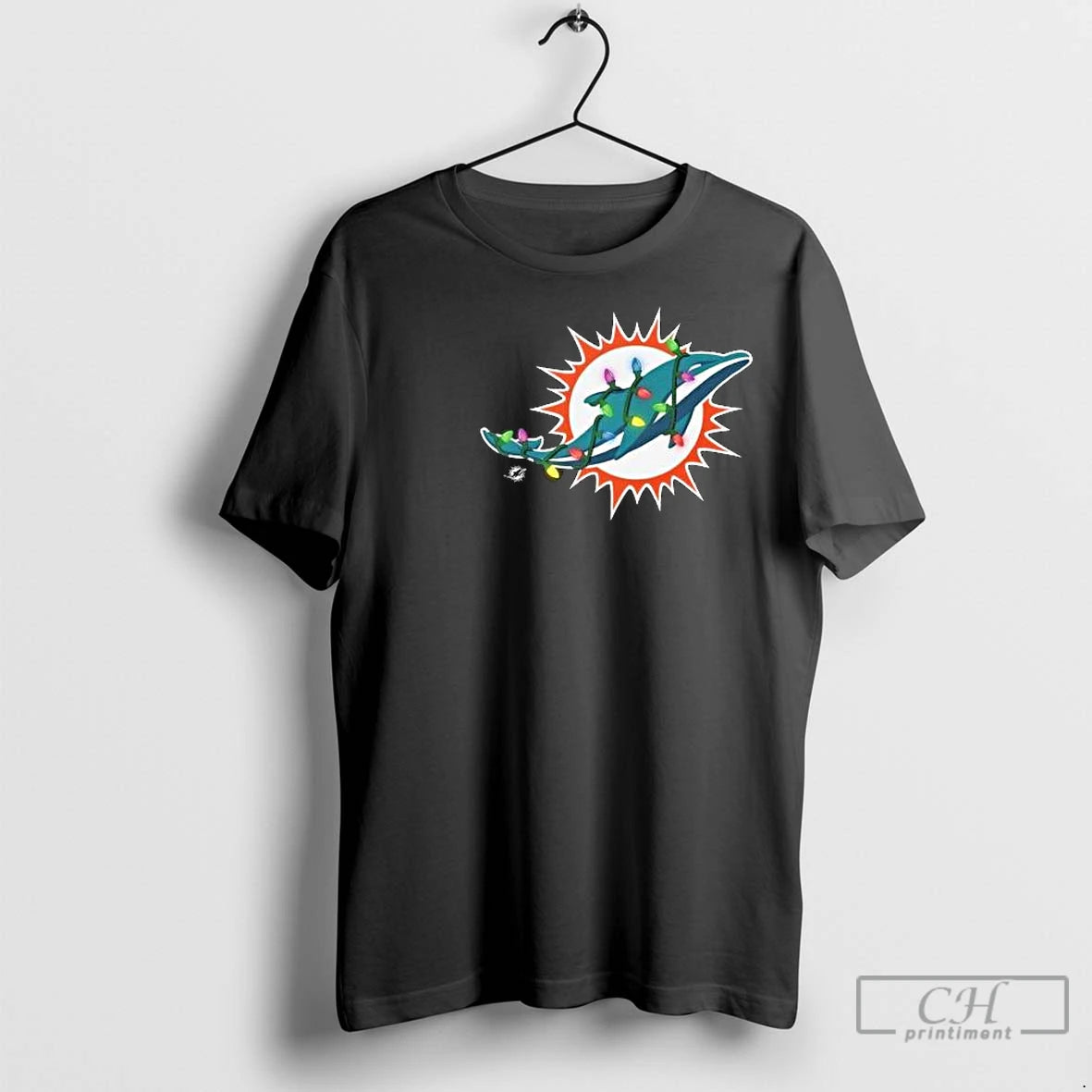 Premium Miami Dolphins Primary Logo Holiday Lights 2025 Circle Black T-Shirts, Hoodie, Sweatshirt | InkNestWear.com