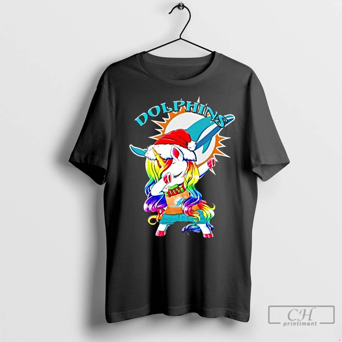 Premium Miami Dolphins X Unicorn Santa Hat Dabbing Merry Christmas T-Shirts, Hoodie, Sweatshirt | InkNestWear.com