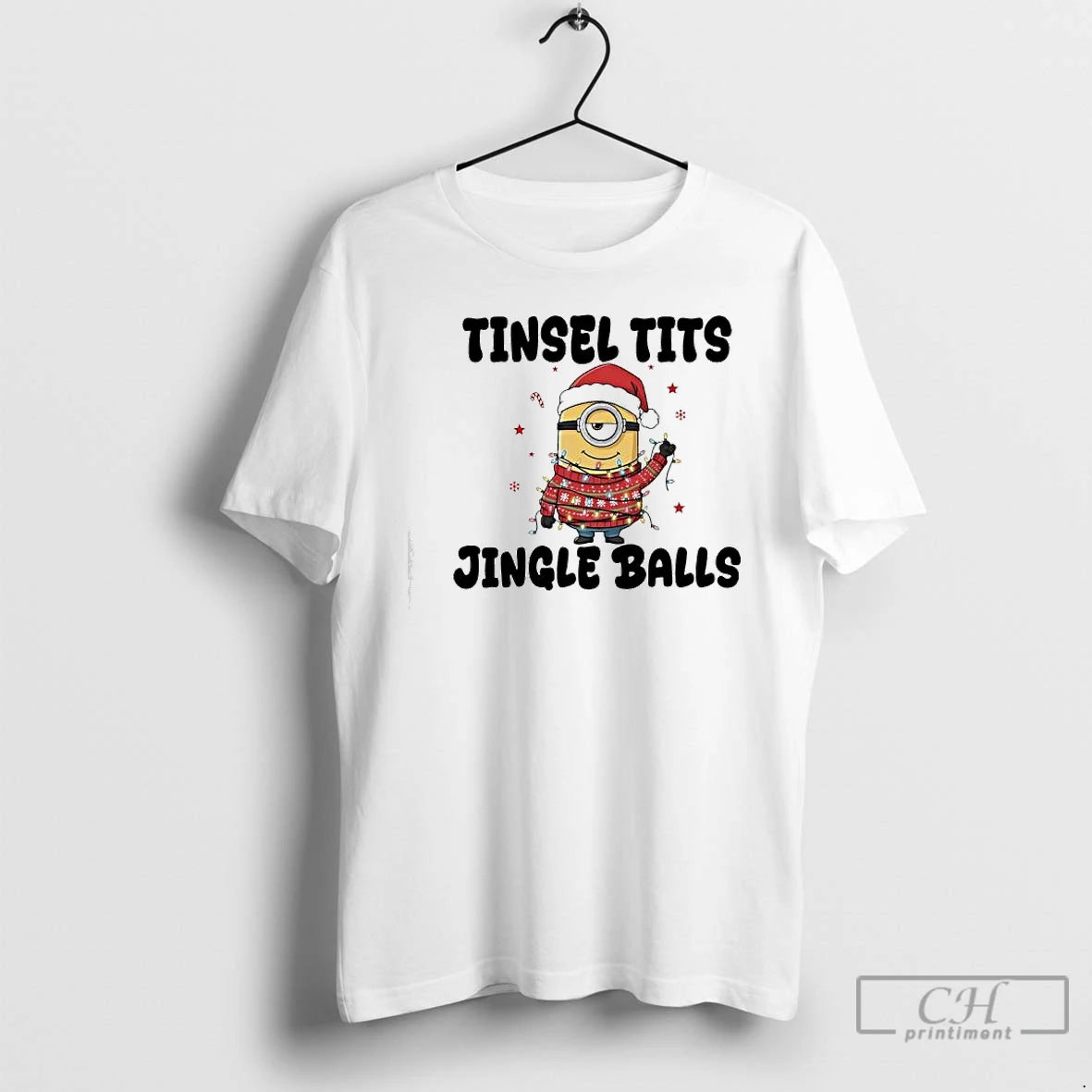 Premium Minion Christmas Lights Tinsel Tits Jingle Balls T-Shirts, Hoodie, Sweatshirt | InkNestWear.com