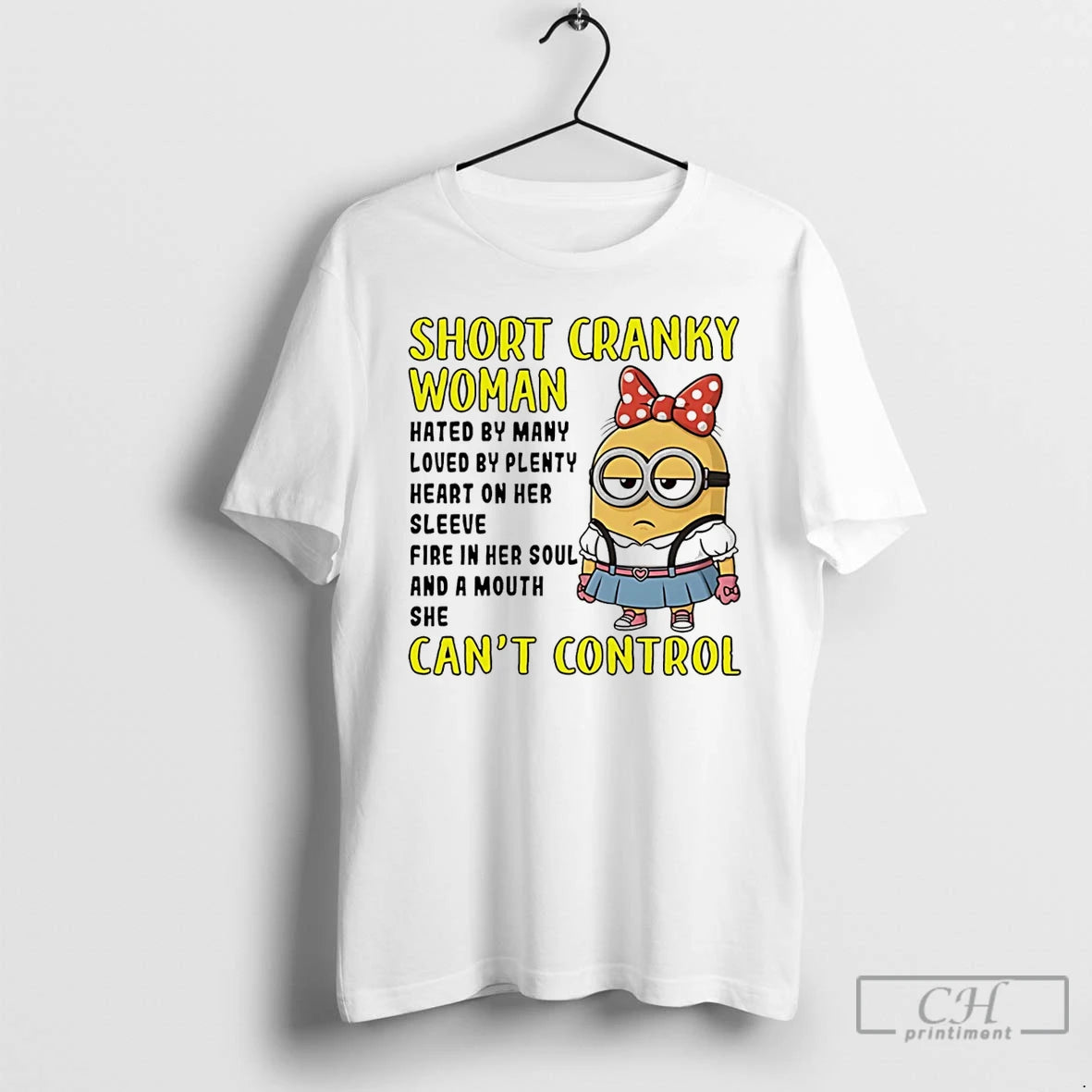 Premium Minion Short Cranky Woman Hated By Many Loved By Plenty Heart On Her T-Shirts, Hoodie, Sweatshirt | InkNestWear.com