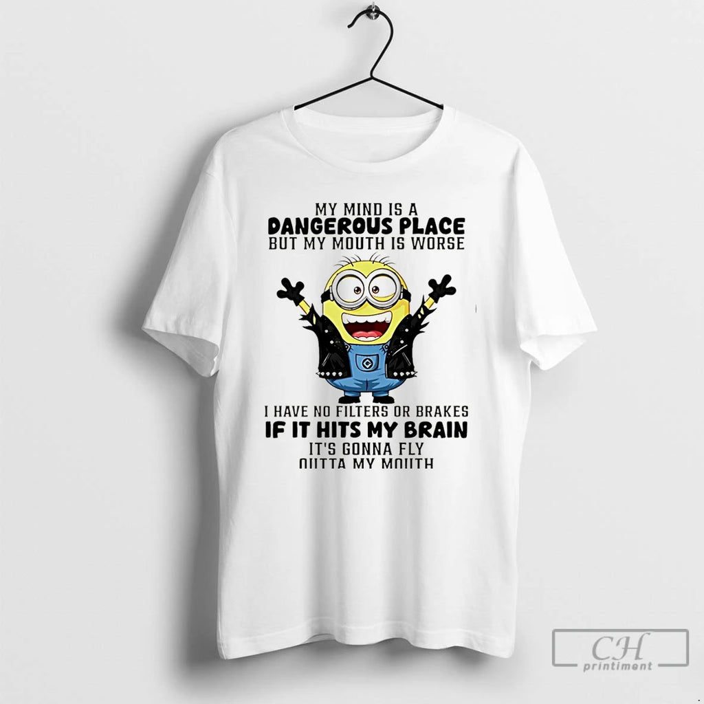 Premium Minion My Mind Is A Dangerous Place But My Mouth Is Worse Christmas T-Shirts, Hoodie, Sweatshirt | InkNestWear.com