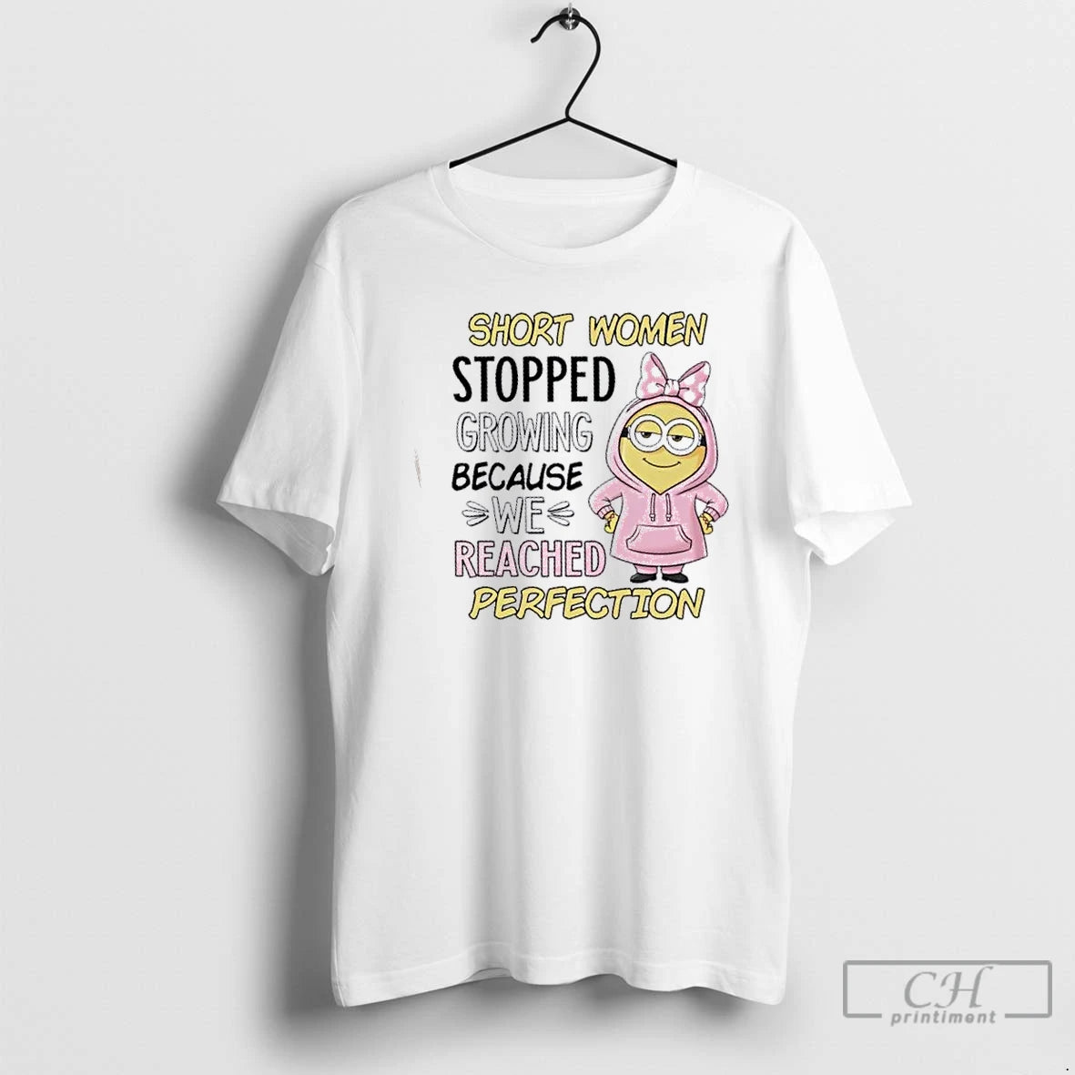 Premium Minions Short Women Stopped Growing Because We Reached Perfection T-Shirts, Hoodie, Sweatshirt | InkNestWear.com