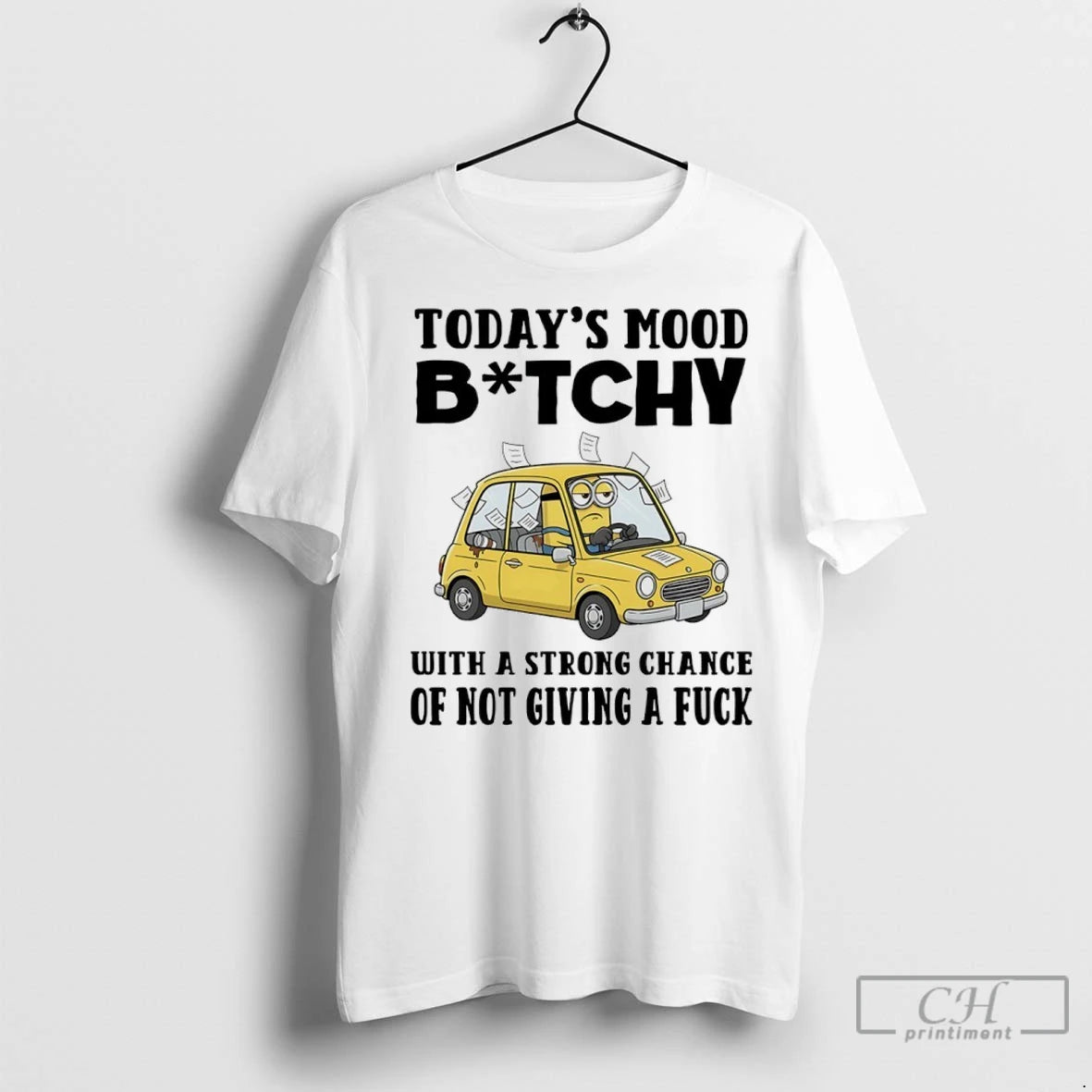 Premium Minions Todays Mood Bitch With A Strong Chance Of Not Giving A Fuck T-Shirts, Hoodie, Sweatshirt | InkNestWear.com