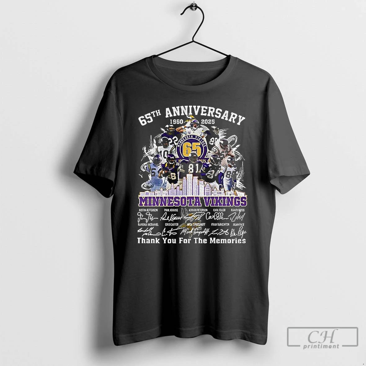 Premium Minnesota Vikings 65th Anniversary 1960 2025 Skol Thank You For The Memories Signatures T-Shirts, Hoodie, Sweatshirt
