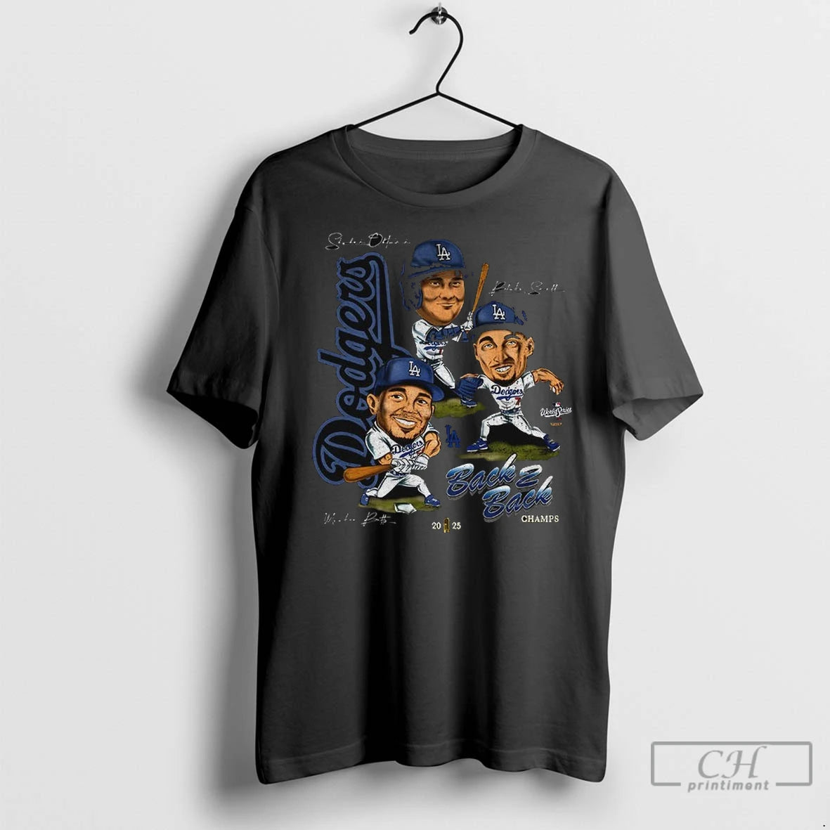 Premium Mookie Betts Blake Snell And Shohei Ohtani Cartoon Los Angeles Dodgers Back 2 Back T-Shirts, Hoodie, Sweatshirt