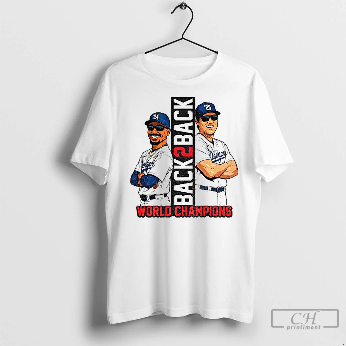 Premium Mookie Betts And Shohei Ohtani Cartoon Los Angeles Dodgers Back 2 Back World Champions T-Shirts, Hoodie, Sweatshirt