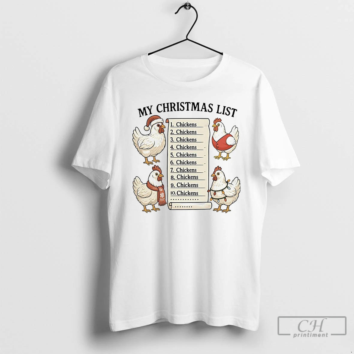 Premium My Christmas List Chickens T Shirts Hoodie, Sweatshirt | InkNestWear.com