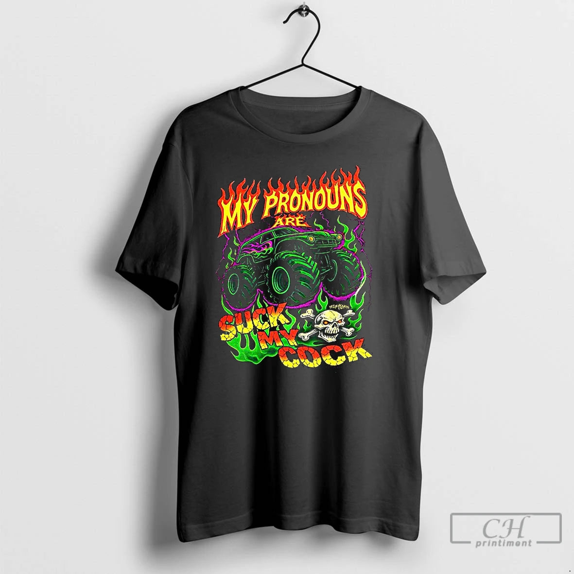 Premium My Pronouns Suck My Cook Monster Truck Burning T Shirts Hoodie, Sweatshirt | InkNestWear.com