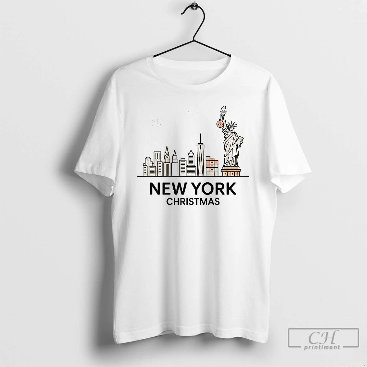 Premium New York City Statue Of Liberty Skyline Snowflakes Christmas T-Shirts, Hoodie, Sweatshirt | InkNestWear.com