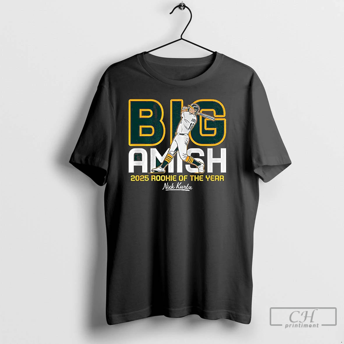 Premium Nick Kurtz Oakland Athletics Baseball Big Amish Rookie Of The Year 2025 T Shirts Hoodie, Sweatshirt | InkNestWear.com
