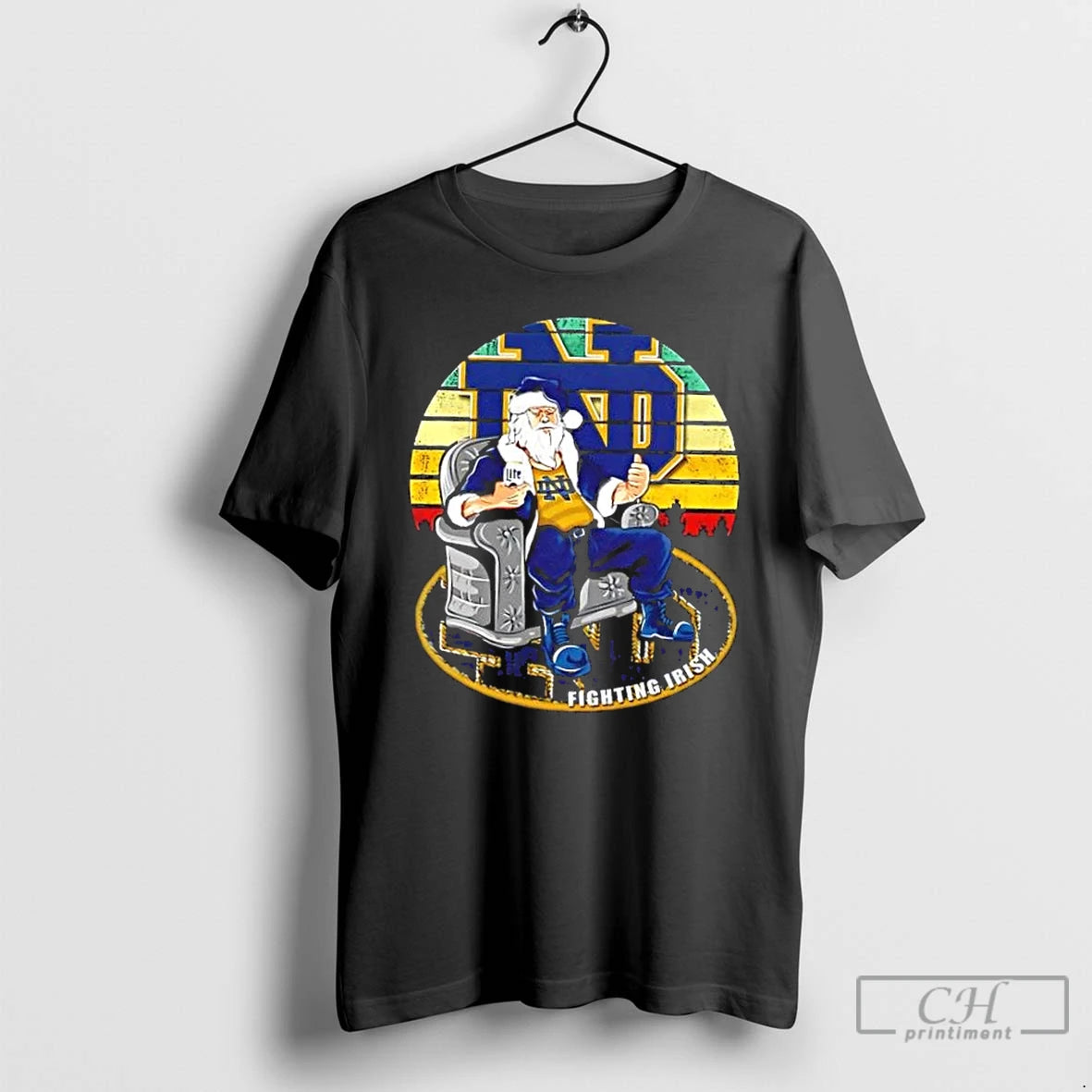 Premium Notre Dame Fighting Irish X Santa Claus Christmas Vintage T Shirts Hoodie, Sweatshirt | InkNestWear.com