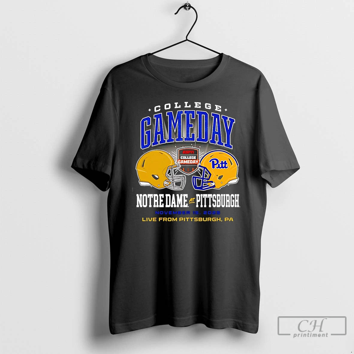 Premium Notre Dame Vs Pittsburgh College Gameday 2025 Helmet T Shirts Hoodie, Sweatshirt | InkNestWear.com