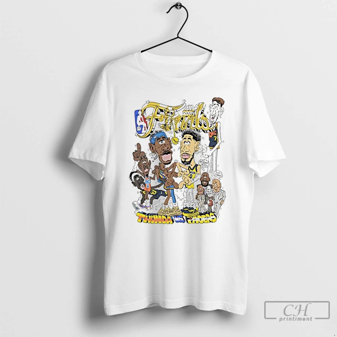 Premium Okc Thunder Vs Indiana Pacers 2025 Nba Finals Caricature T Shirts Hoodie, Sweatshirt | InkNestWear.com