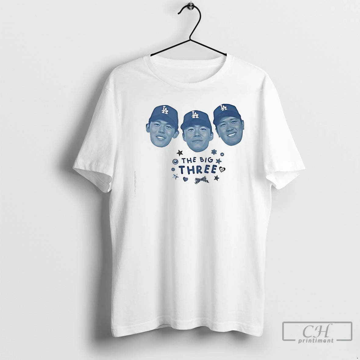 Premium Ohtani Yamamoto Sasaki The Big Three Face Players La T Shirts Hoodie, Sweatshirt | InkNestWear.com