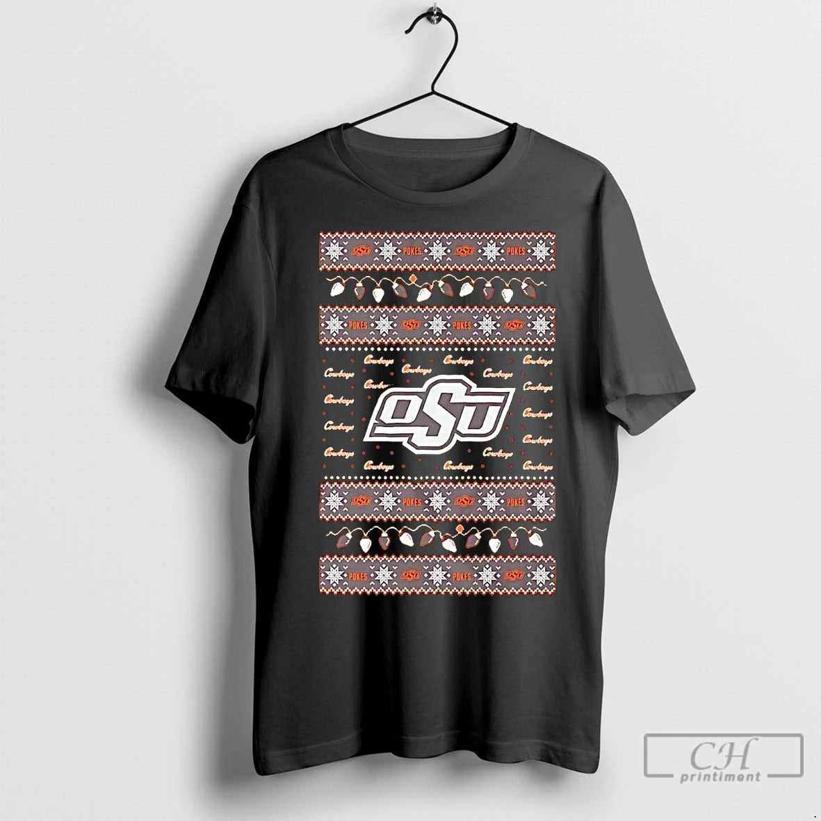 Premium Oklahoma State Cowboys Ugly Christmas Light T-Shirts, Hoodie, Sweatshirt | InkNestWear.com