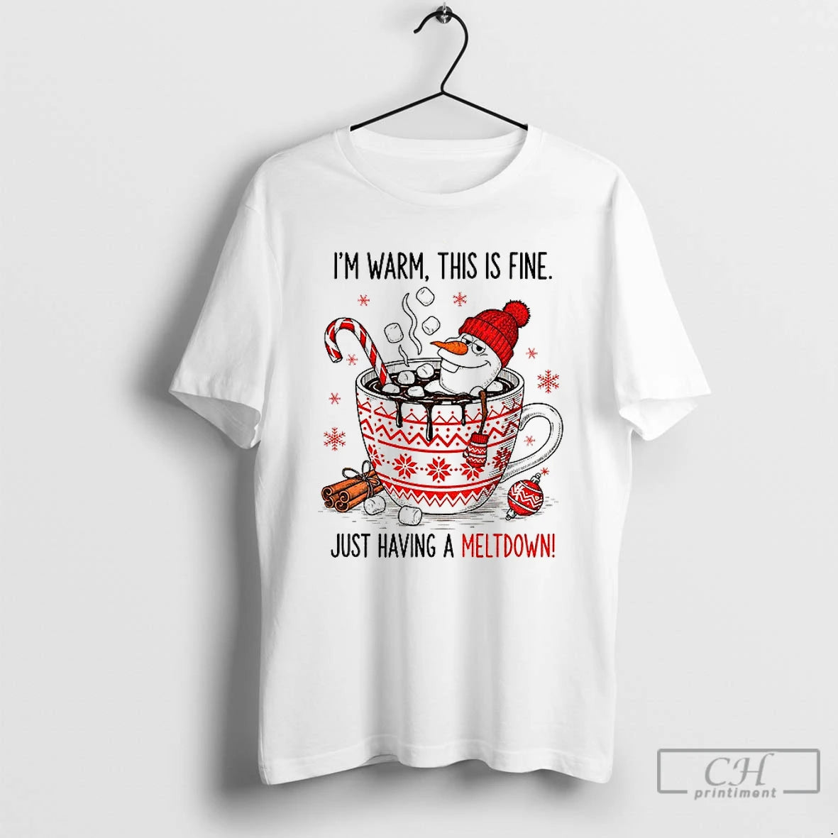 Premium Olaf Snowman Im Warm This Is Fine Just Having A Meltdown Merry Christmas T-Shirts, Hoodie, Sweatshirt