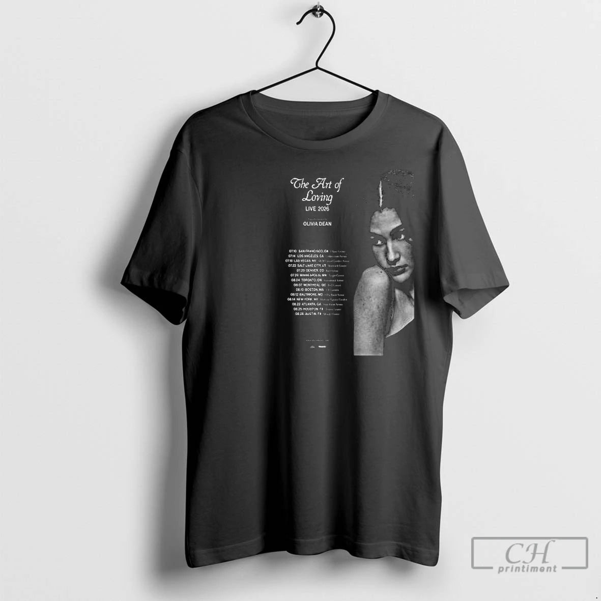 Premium Olivia Dean America And Canada Tour 2026 Circle Black T-Shirts, Hoodie, Sweatshirt | InkNestWear.com