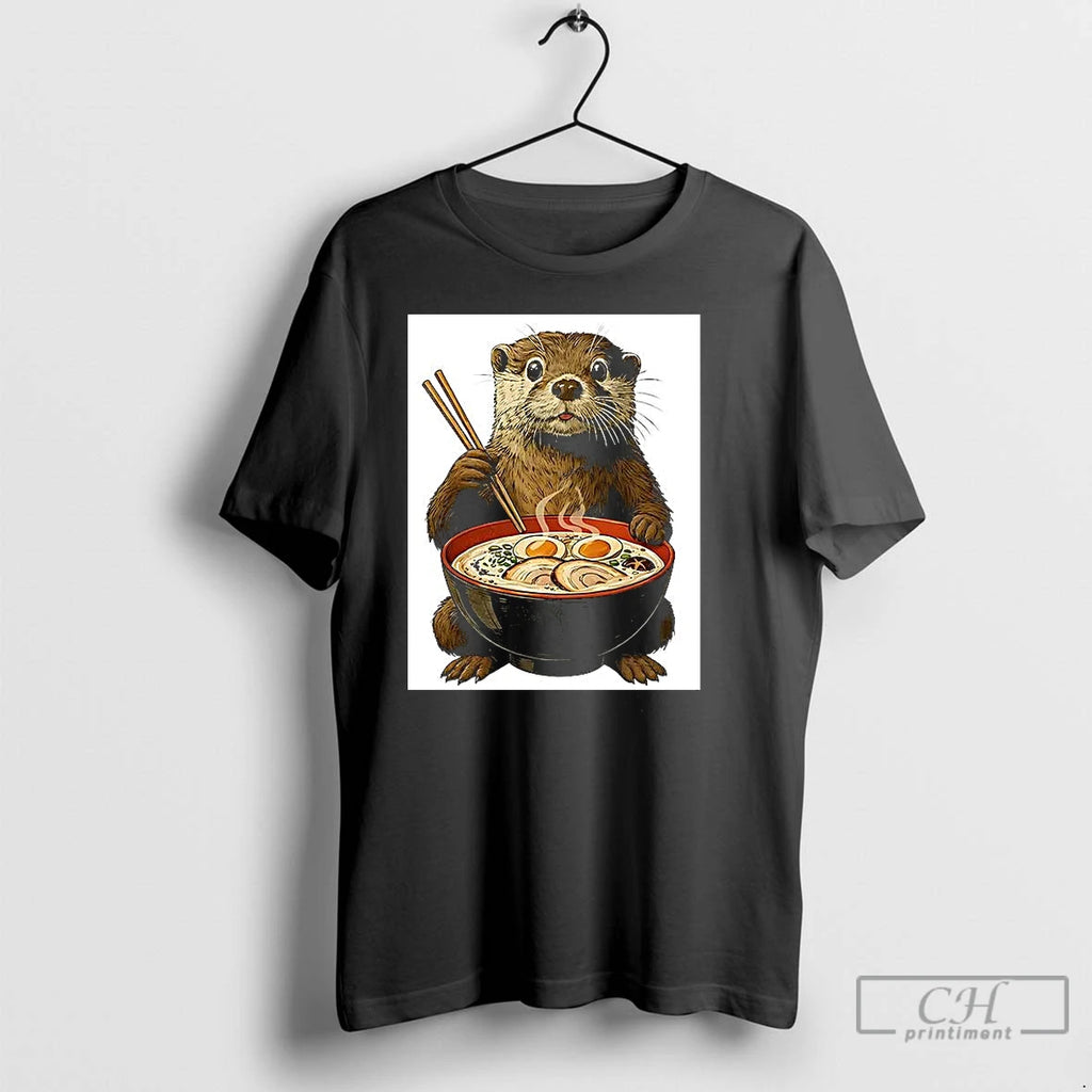 Premium Otter Eating Ramen Cartoon T-Shirts, Hoodie, Sweatshirt | InkNestWear.com