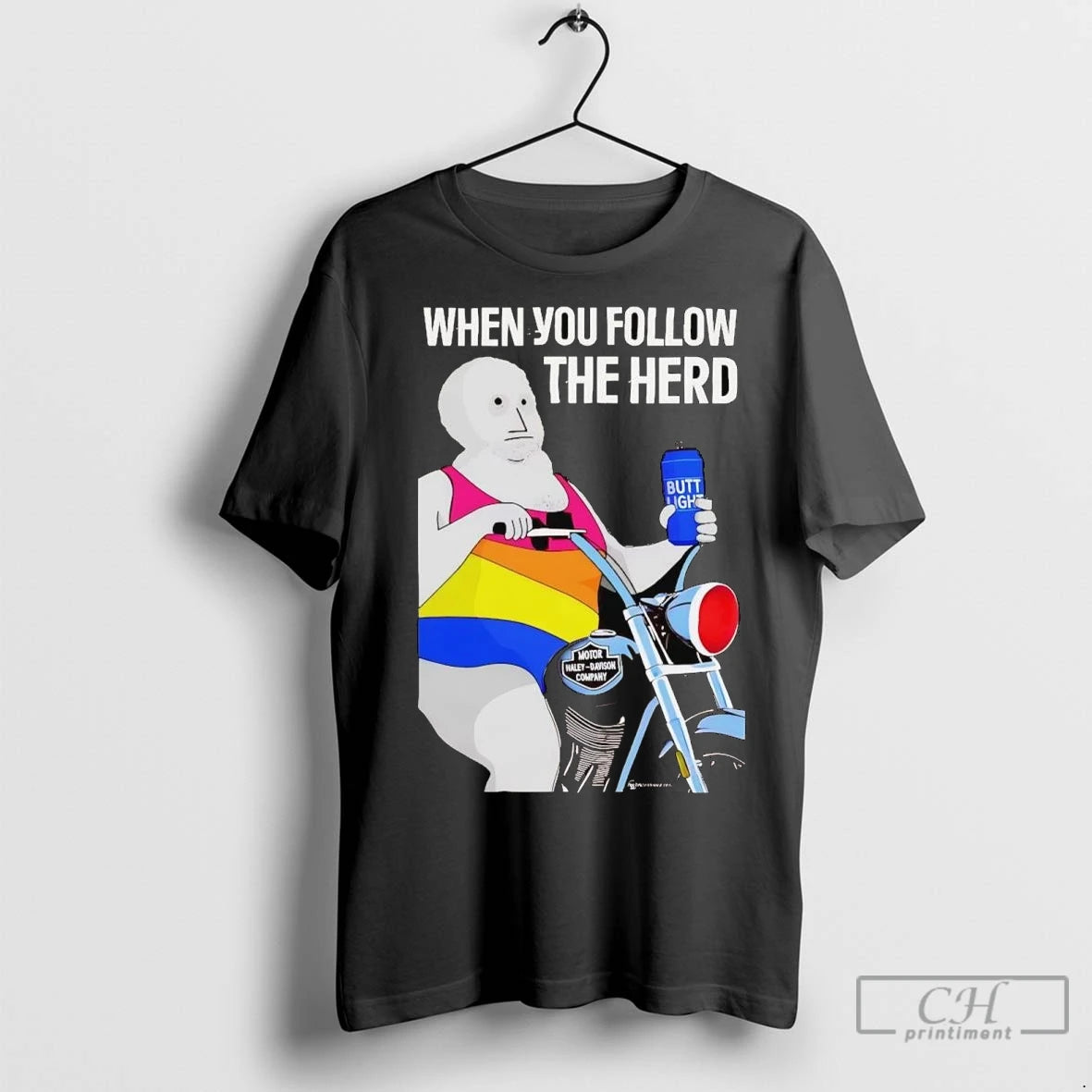 Premium Pansexual Biker When Follow The Herd Drinking Butt Light Beer T-Shirts, Hoodie, Sweatshirt | InkNestWear.com