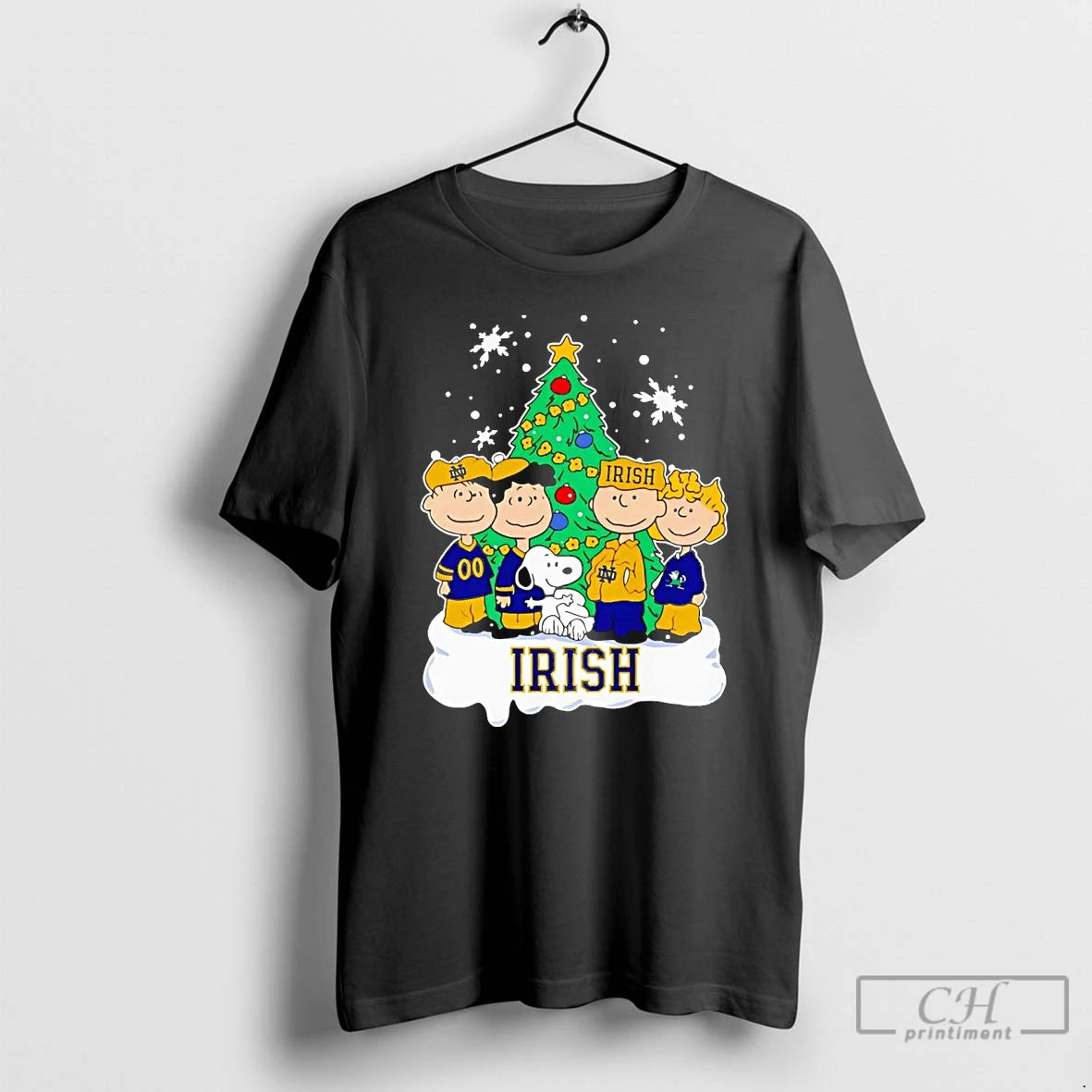 Premium Peanuts Characters Notre Dame Fighting Irish Christmas Tree T Shirts Hoodie, Sweatshirt | InkNestWear.com