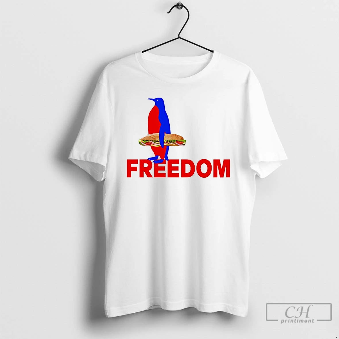 Premium Penguin Holding Sandwich Freedom Resist Political T Shirts Hoodie, Sweatshirt | InkNestWear.com