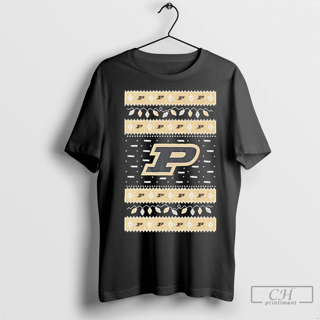 Premium Purdue Boilermakers Ugly Christmas Light T-Shirts, Hoodie, Sweatshirt | InkNestWear.com
