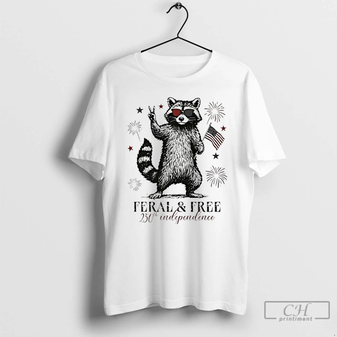 Premium Raccoon Feral And Free America 250th Independence