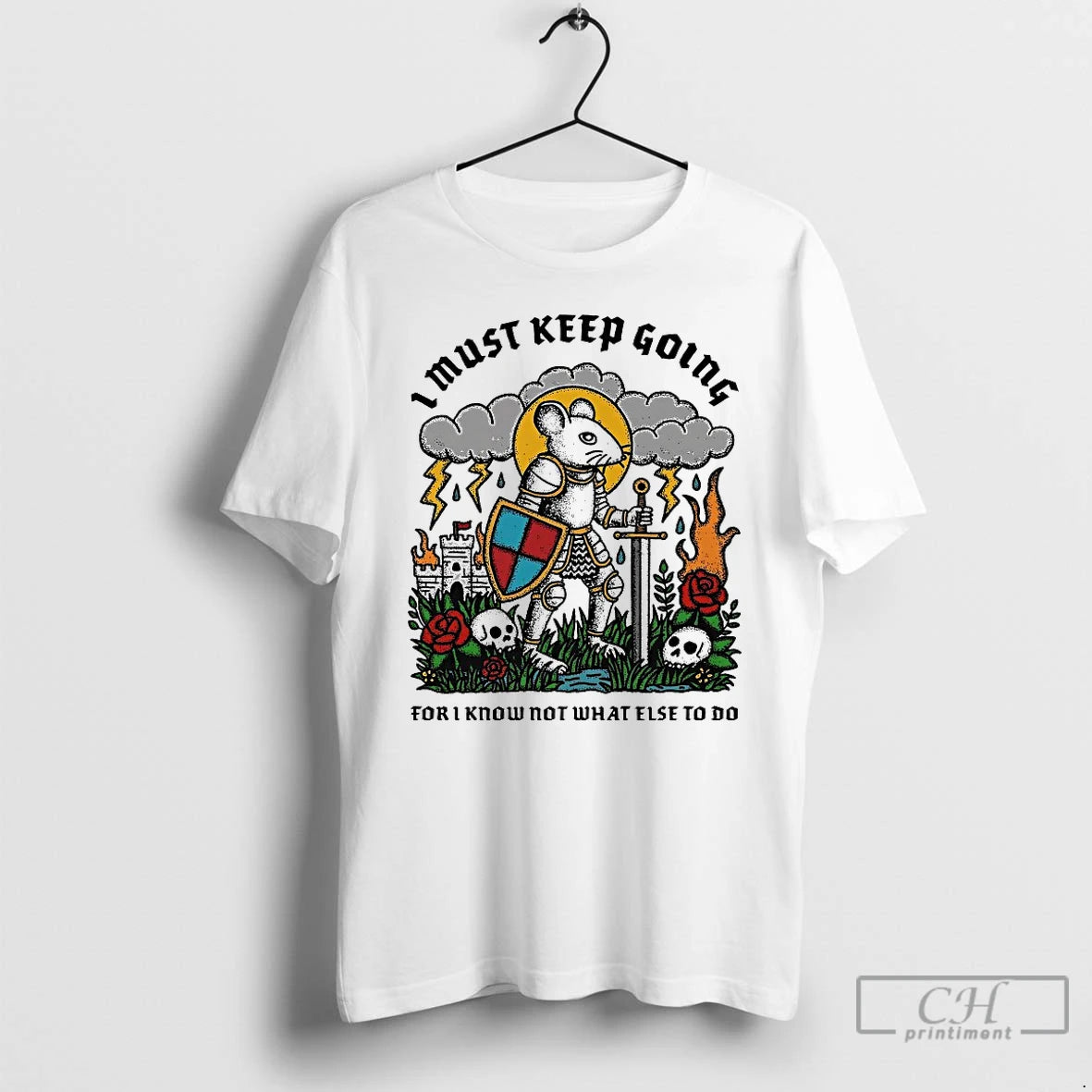 Premium Rat Knight I Must Keep Going For I Know Not What Else To Do T-Shirts, Hoodie, Sweatshirt | InkNestWear.com