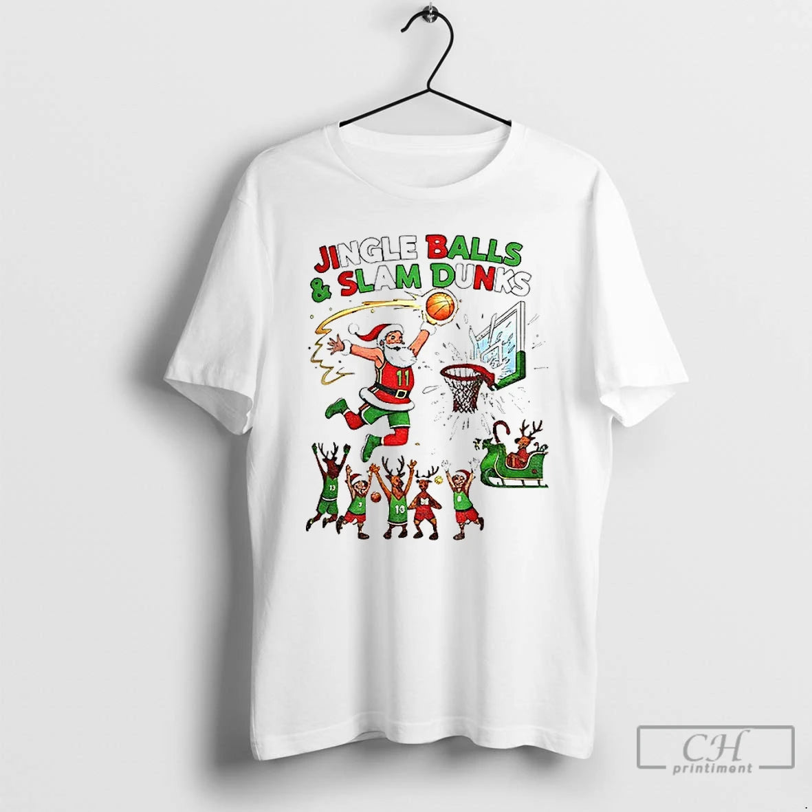 Premium Santa Claus Jingle Balls And Slam Dunks Merry Christmas T-Shirts, Hoodie, Sweatshirt | InkNestWear.com