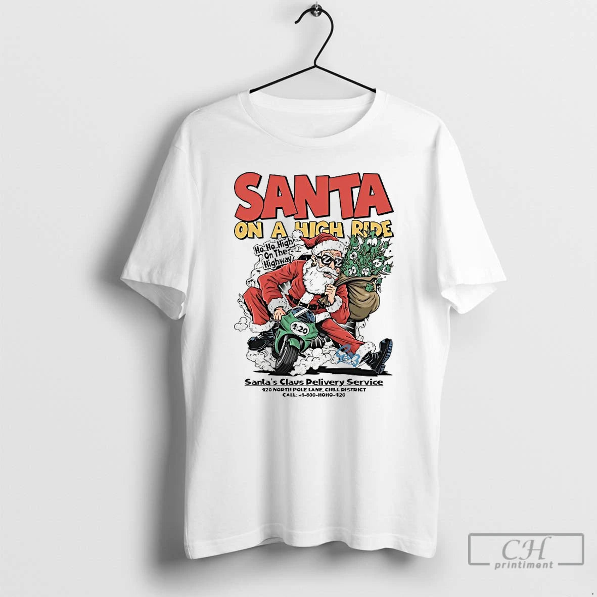 Premium Santa On A High Ride Christmas T-Shirts, Hoodie, Sweatshirt | InkNestWear.com