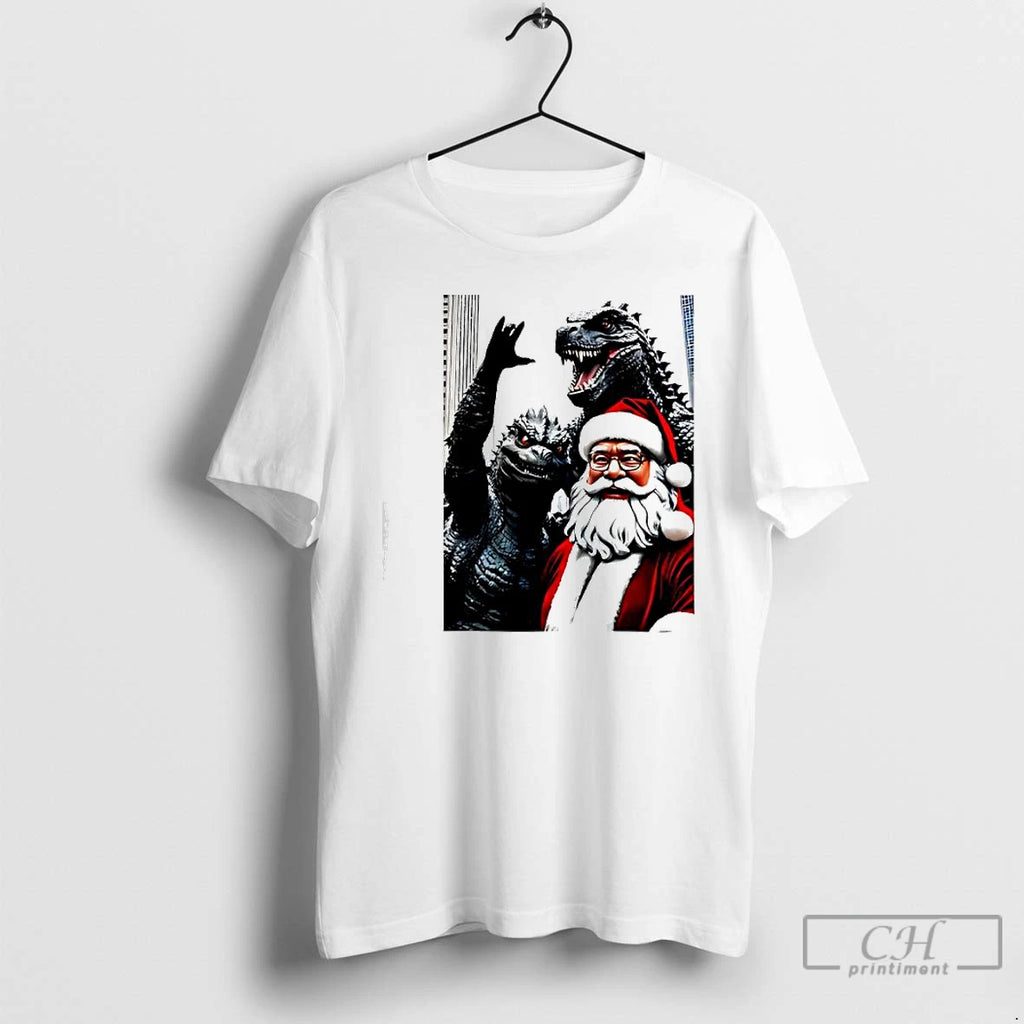 Premium Santa And Godzilla Christmas Geeky Holiday T-Shirts, Hoodie, Sweatshirt | InkNestWear.com