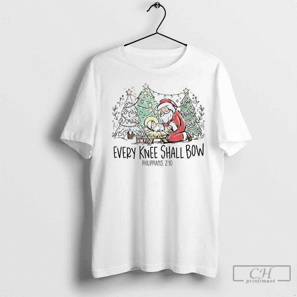 Premium Santa Every Knee Shall Bow Philippians 2 10 Christmas T-Shirts, Hoodie, Sweatshirt | InkNestWear.com