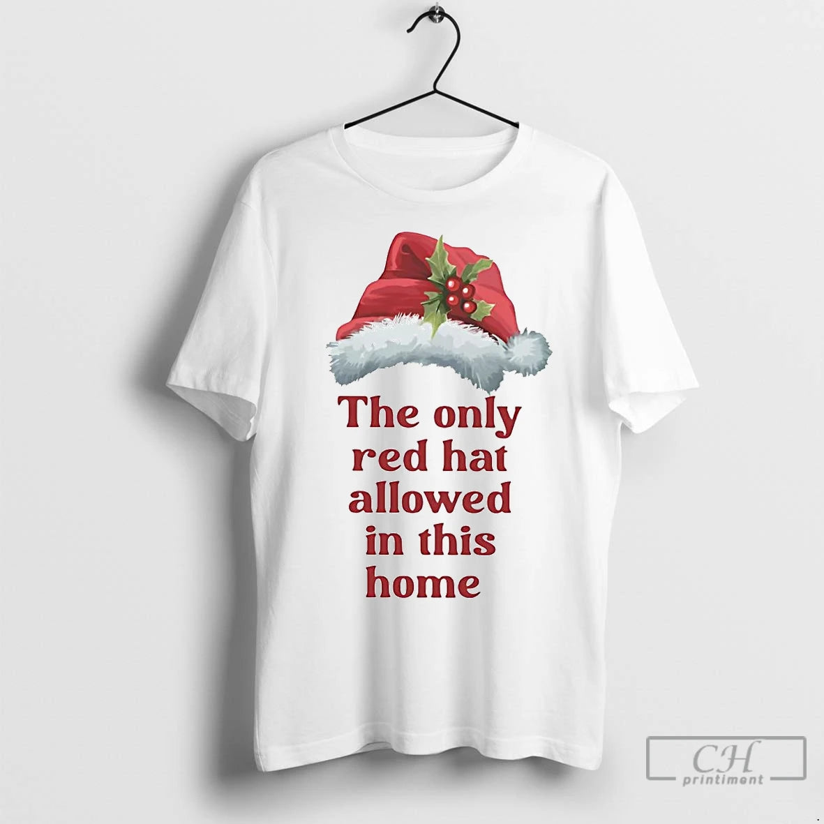 Premium Santa Hat The Only Red Hat Allowed In This Home Christmas T-Shirts, Hoodie, Sweatshirt | InkNestWear.com