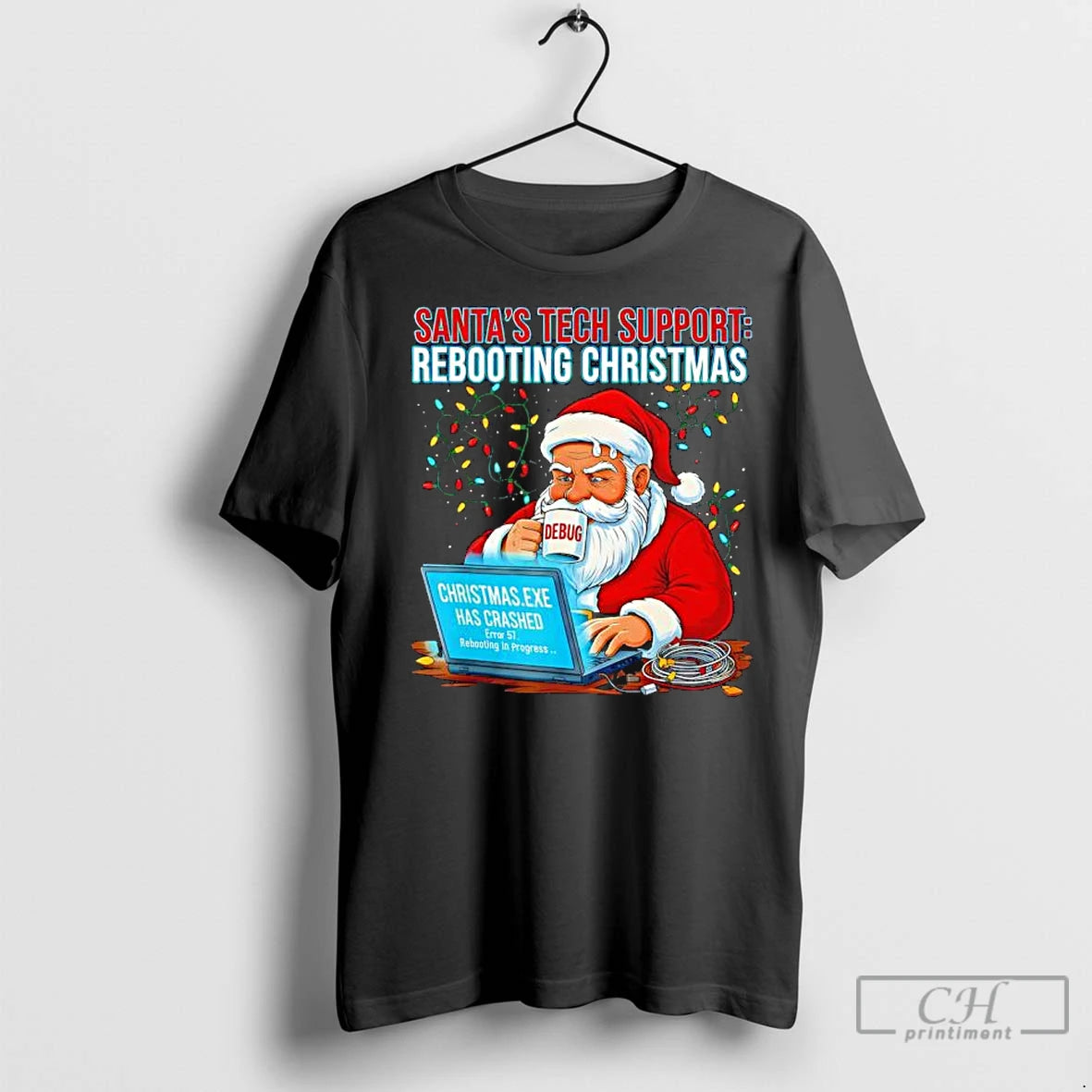 Premium Santas Tech Support Rebooting Christmas Debug T-Shirts, Hoodie, Sweatshirt | InkNestWear.com