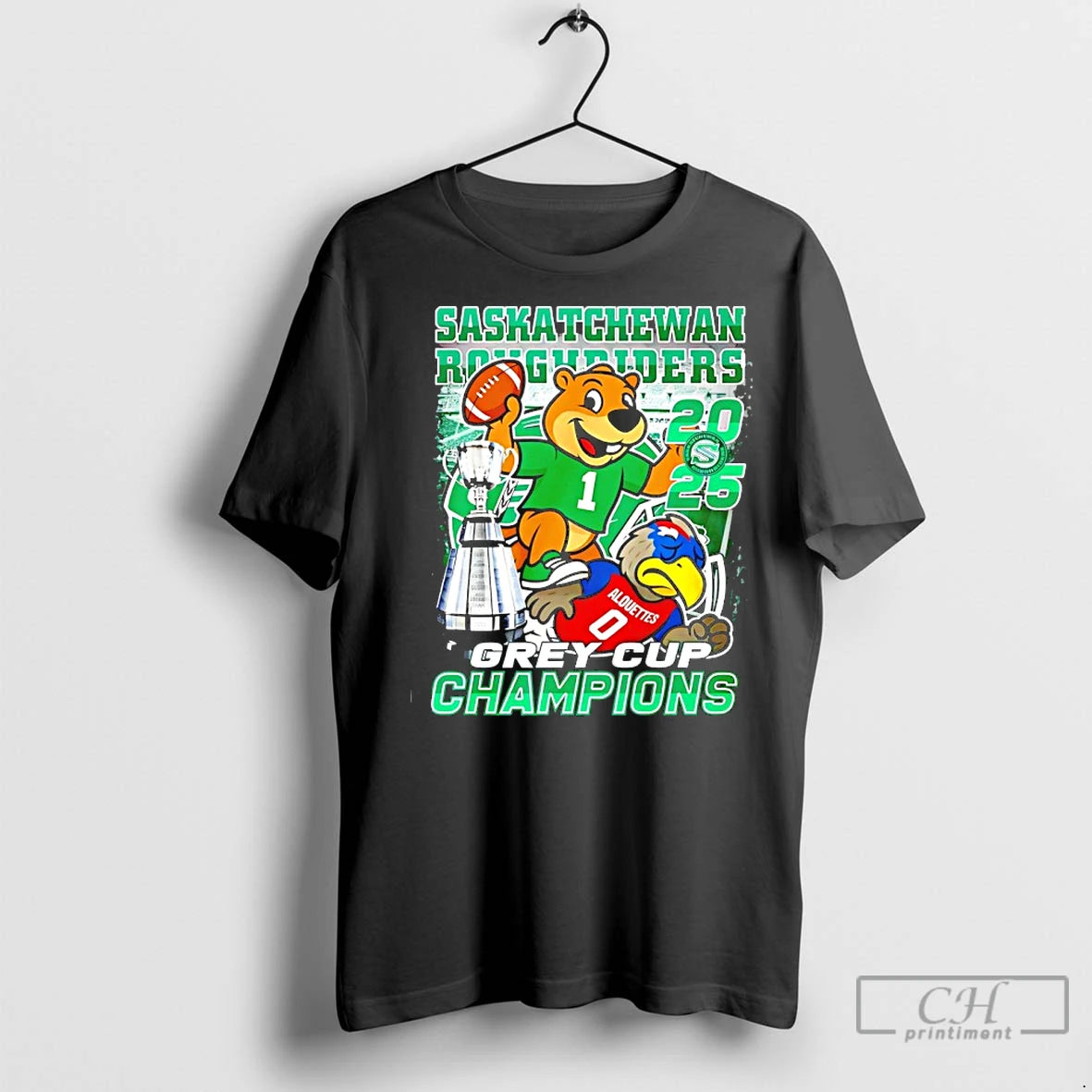 Premium Saskatchewan Roughriders Beat Alouettes 2025 Grey Cup Champions Mascot T-Shirts, Hoodie, Sweatshirt | InkNestWear.com