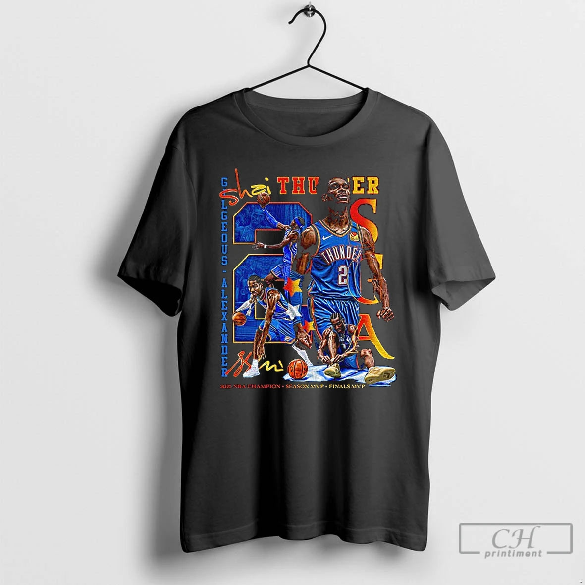 Premium Shai Gilgeous Alexander Oklahoma City Thunder Nba Champion Season Mvp Finals Mvp Basketball Graphic T-Shirts,...