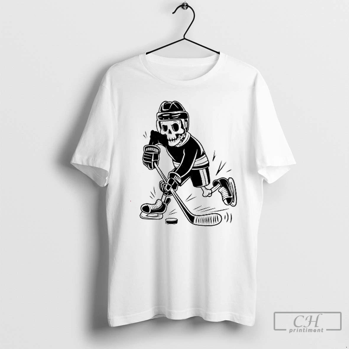 Premium Skeleton Playing Ice Hockey Sport Graphic T Shirts Hoodie, Sweatshirt | InkNestWear.com