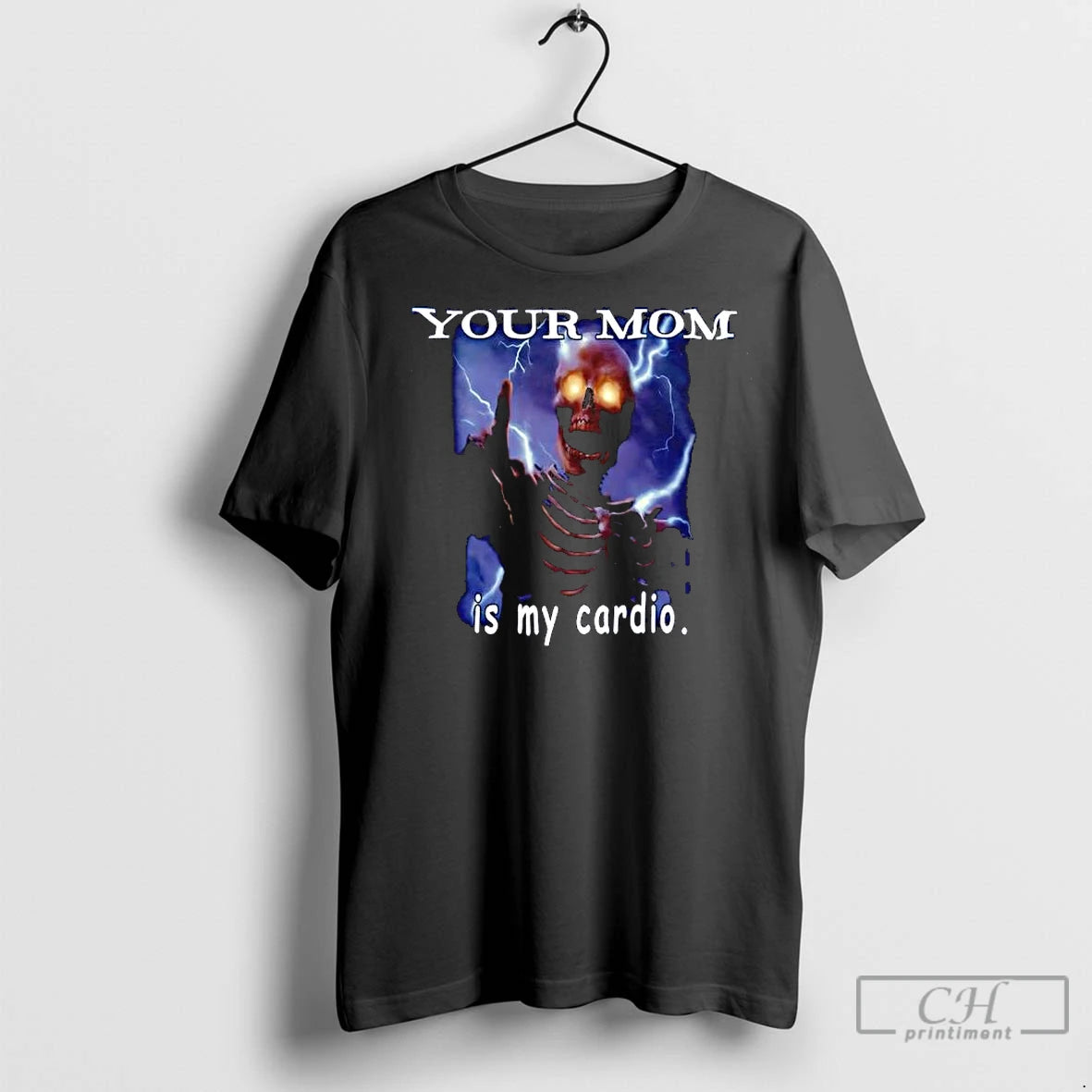 Premium Skeleton Lightning Your Mom Is My Cardio T-Shirts, Hoodie, Sweatshirt | InkNestWear.com