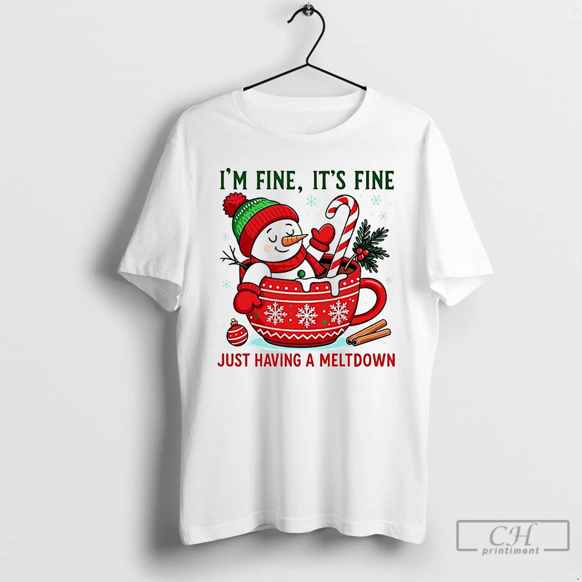Premium Snowman Im Fine Its Fine Just Having A Meltdown Christmas T Shirts Hoodie, Sweatshirt | InkNestWear.com