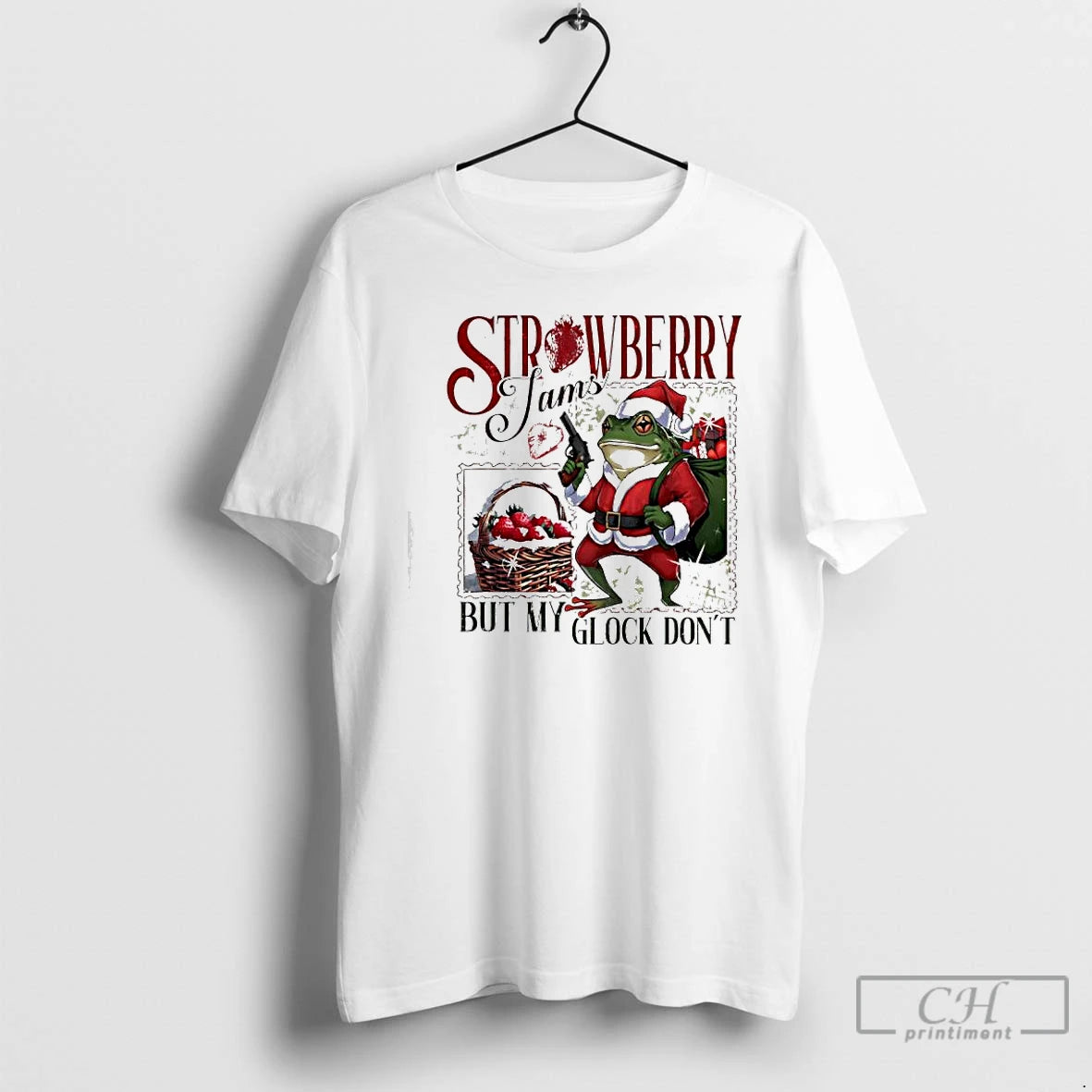 Premium Strawberry Jams But My Glock Dont Christmas Frog T-Shirts, Hoodie, Sweatshirt | InkNestWear.com