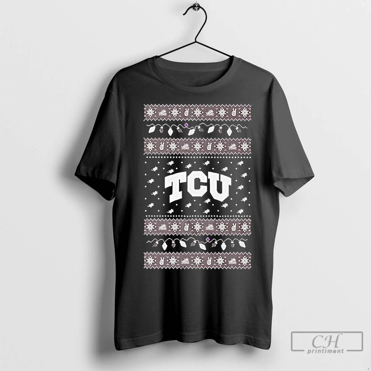 Premium Tcu Horned Frogs Ugly Christmas Light T-Shirts, Hoodie, Sweatshirt | InkNestWear.com