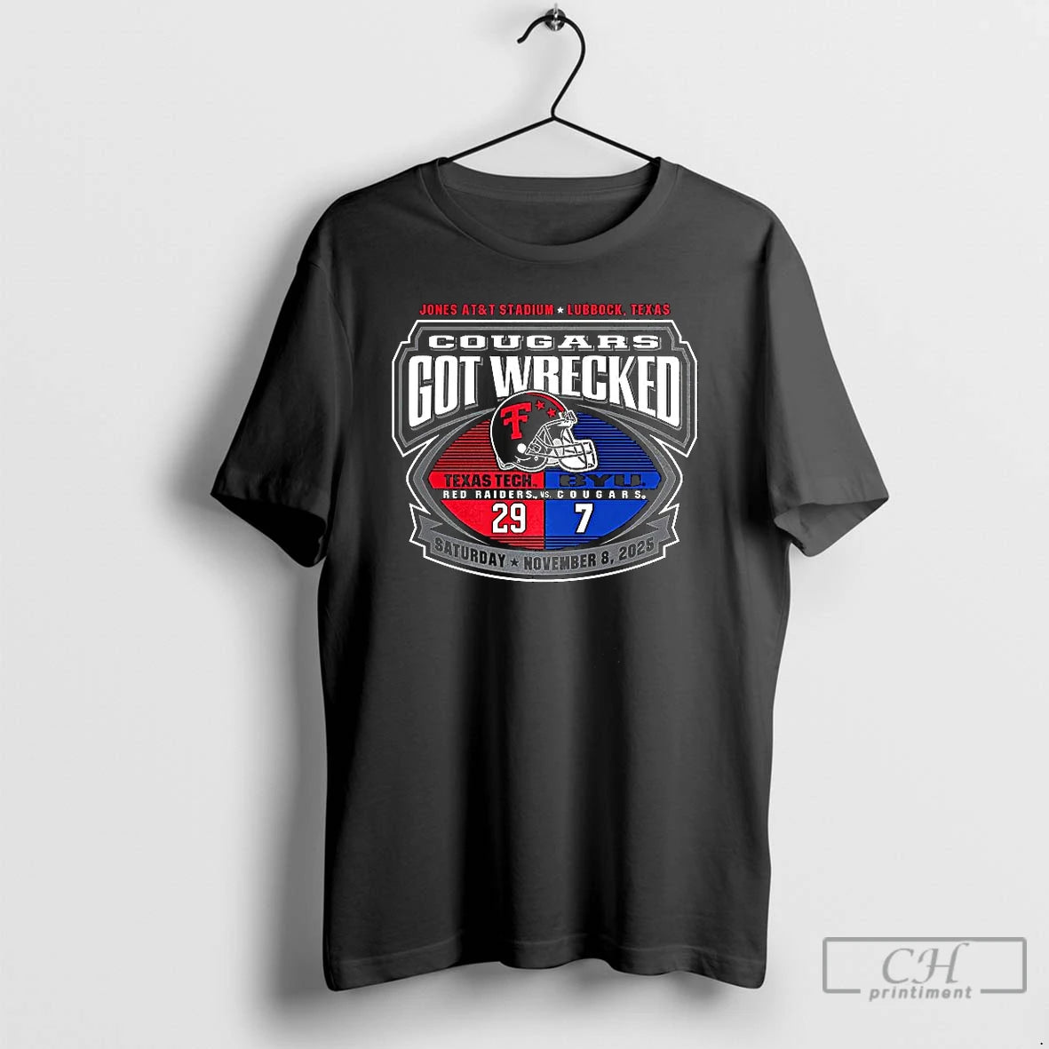 Premium Texas Tech Red Raiders Vs Byu Cougars Ncaa Got Wrecked Jones At And T-Shirts, Hoodie, Sweatshirt | InkNestWear.com