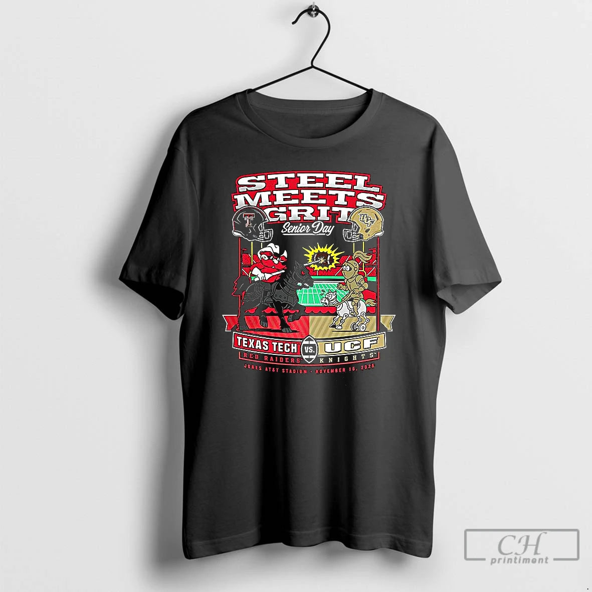 Premium Texas Tech Red Raiders Vs Ucf Knights Ncaa Steel Meets Grits Senior Day T-Shirts, Hoodie, Sweatshirt