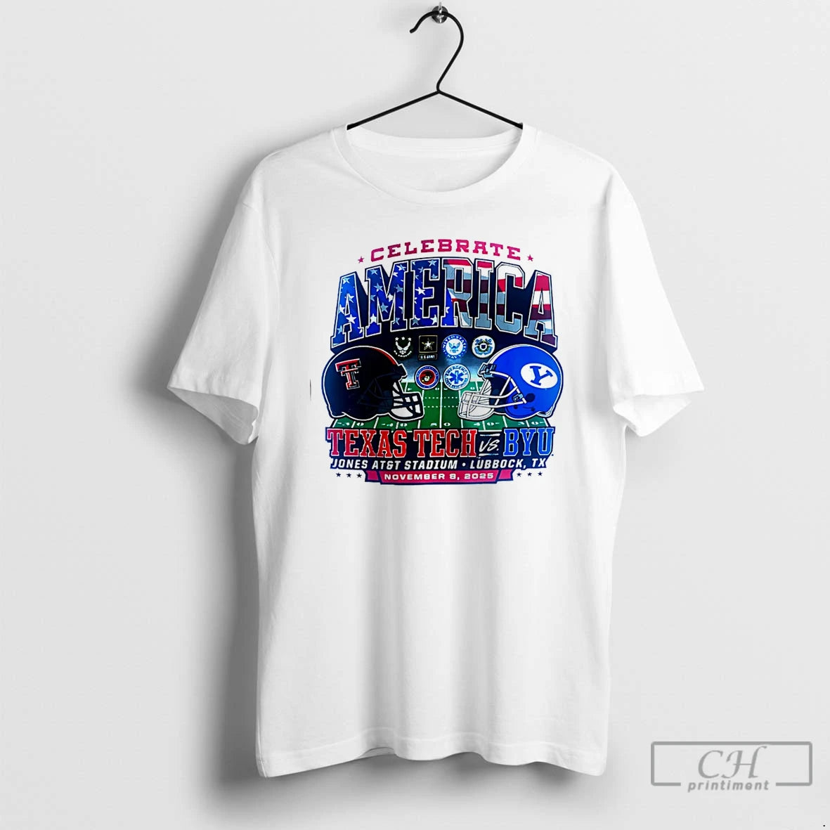 Premium Texas Tech Vs Byu Celebrate America 2025 Helmets T Shirts Hoodie, Sweatshirt | InkNestWear.com