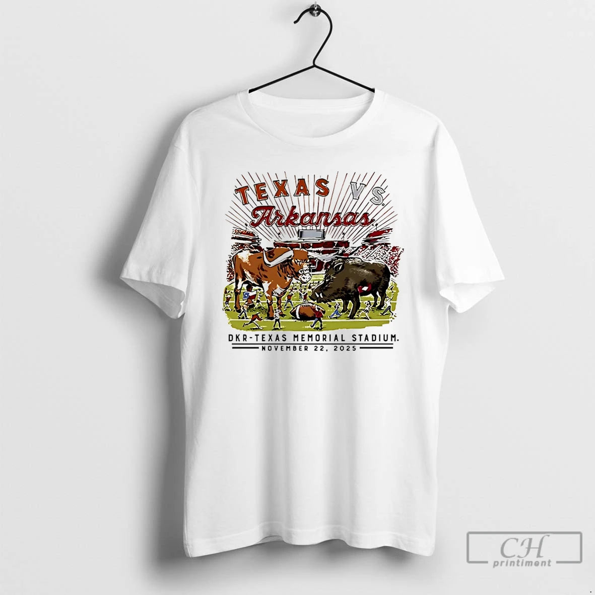 Premium Texas Vs Arkansas Razorback November 22 2025 Mascot T-Shirts, Hoodie, Sweatshirt | InkNestWear.com