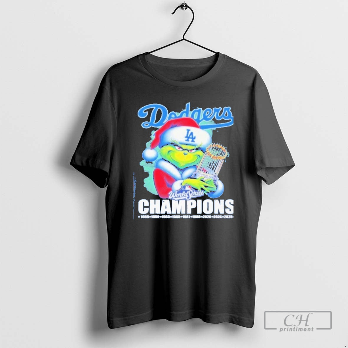 Premium The Grinch Los Angeles Dodgers World Series Champions 2025 Christmas Hug Trophy Mlb T-Shirts, Hoodie, Sweatshirt