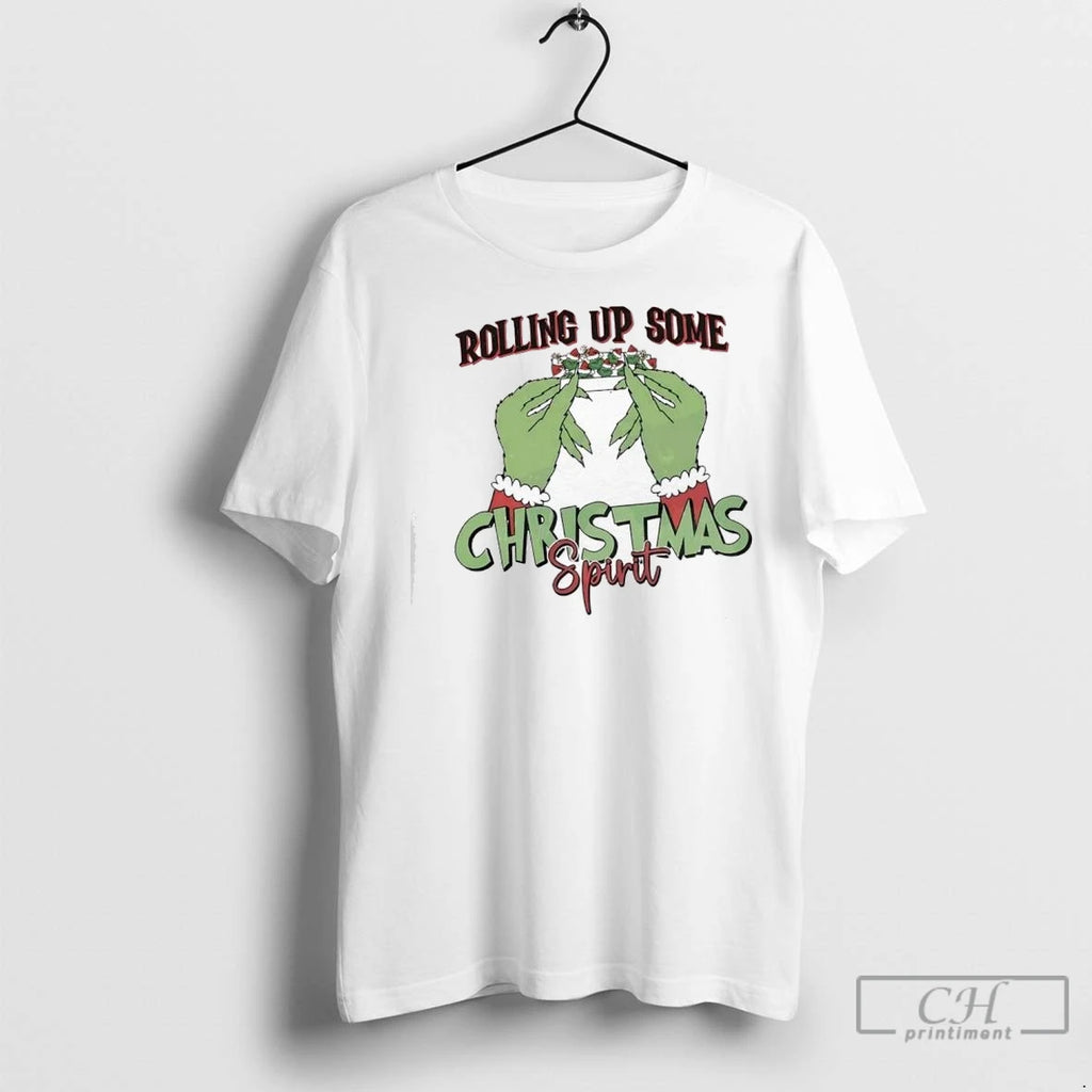 Premium The Grinch Rolling Up Some Christmas Spirit T-Shirts, Hoodie, Sweatshirt | InkNestWear.com