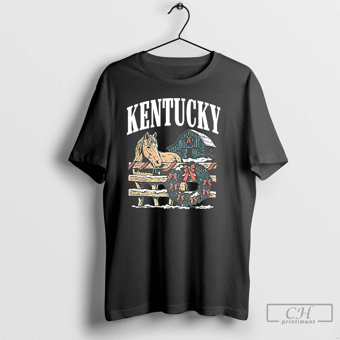 Premium The Kentucky Holiday Horse Wreath Christmas Vintage T Shirts Hoodie, Sweatshirt | InkNestWear.com